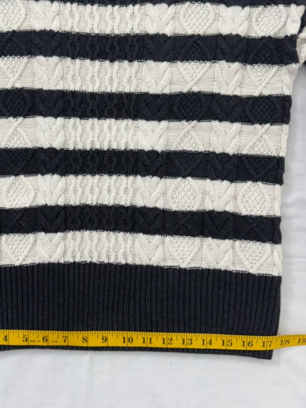 Tahari Women’s Black White Striped Cable Knit Sweater 100% Cotton Womens Size XS - Picture 8 of 10